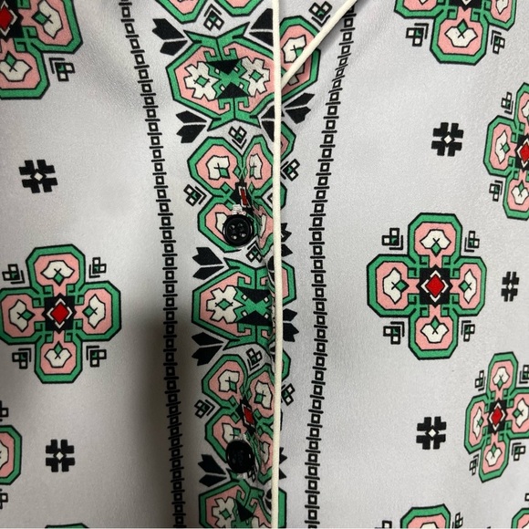 San­dro Bleu Ciel Print square button down crop blouse Shirt sz 1 US S - Picture 6 of 8